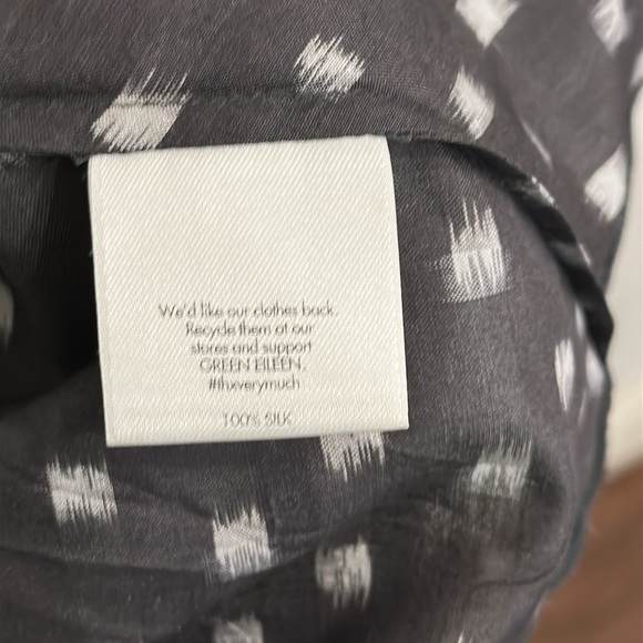 Eileen Fisher Black and White Midi Slip Dress 100% Silk Gray White Size Medium - Picture 4 of 5